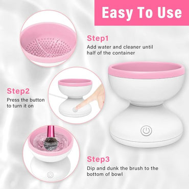 Electric Makeup Brush Cleaner Machine | Automatic USB Rechargeable Brush Washer | Gentle Silicone Cleaning
