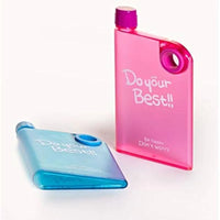 Pink Ultra Slim Notebook Style Water Bottle 380ml | Portable Memo Bottle for Travel, School & Office