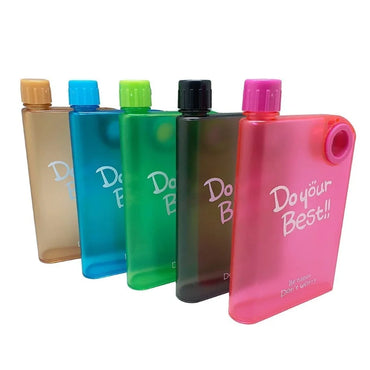 Black Ultra Slim Notebook Style Water Bottle 380ml | Portable Memo Bottle for Travel, School & Office