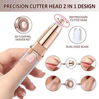 2-in-1 Flawless Facial Hair Remover & Eyebrow Trimmer | USB Rechargeable, Painless & Portable | White