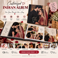 Customized Indian Album ❤️ | Personalized Photo Album for Couples, Family, Baby Birthday, Husband & Wife | Perfect Gift