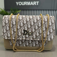 Beige | Dior Oblique Canvas & Leather Flap Clutch | Luxury Designer Handbag for Women