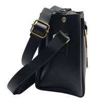 Black Elegant Cat Handle Handbag for Girls & Ladies | Stylish Shoulder & Crossbody Bag with Gold Accents | Adjustable Strap