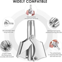 Manual Stainless Steel Nose & Ear Hair Trimmer – Painless, Battery-Free Precision Grooming Tool with Cleaning Brush