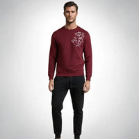 LION Printed Maroon  Tracksuit Sweatshirt & Trouser  | Warm & Comfortable Winter Wear | Large