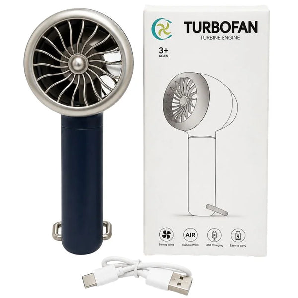 TurboFan Rechargeable Mini Cooling Fan | Portable Handheld USB Turbo Fan with 3 Speed Modes | Random color
