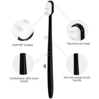 Nano Toothbrush with Travel Case | Ultra Soft Micro-Nano Bristles | For Sensitive Gums, Adults & Kids | Black