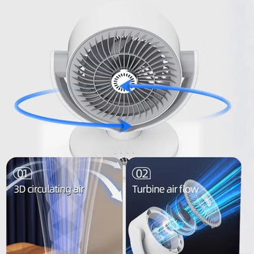 Oscillating Desktop Circulating Fan FT-905 | Rechargeable Mini Table Fan with LED Display & 3 Speeds