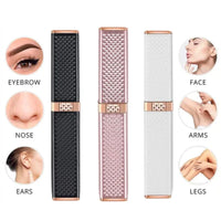 2-in-1 Flawless Facial Hair Remover & Eyebrow Trimmer | USB Rechargeable, Painless & Portable | White