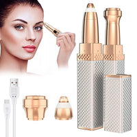 2-in-1 Flawless Facial Hair Remover & Eyebrow Trimmer | USB Rechargeable, Painless & Portable | Silver Color